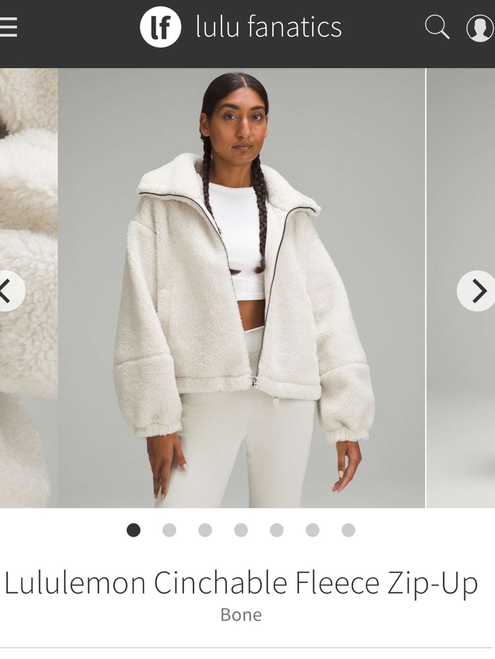 NEW Lululemon Cinchable Fleece Zip-Up Size 2